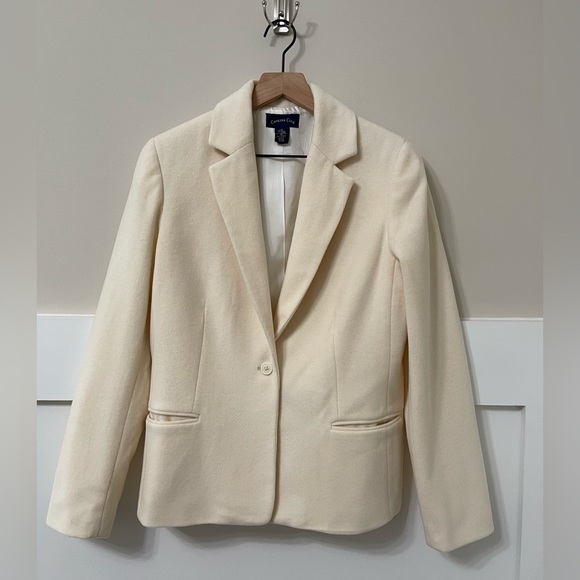 Charter Club Wool-Cashmere Cream Blazer Size 10 - Picture 3 of 5